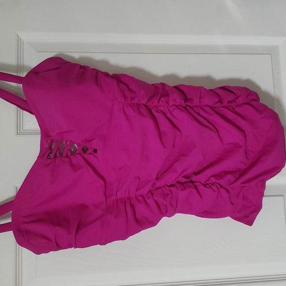 Pink Ruched Swim Top - Picture 2 of 6